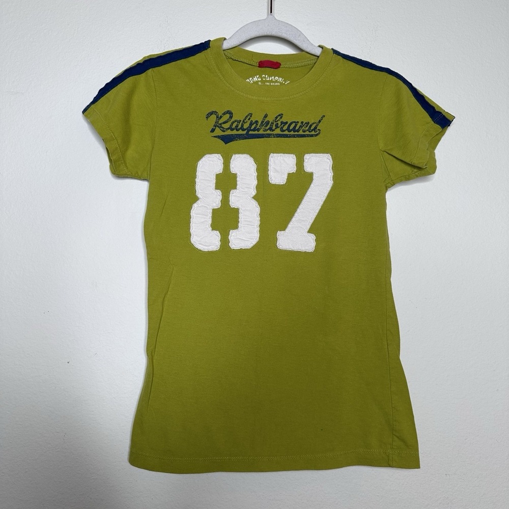 VTG Y2K T Shirt Womens Size XS ? Athletic Dept "Ralph Brand" Jersey Style Green